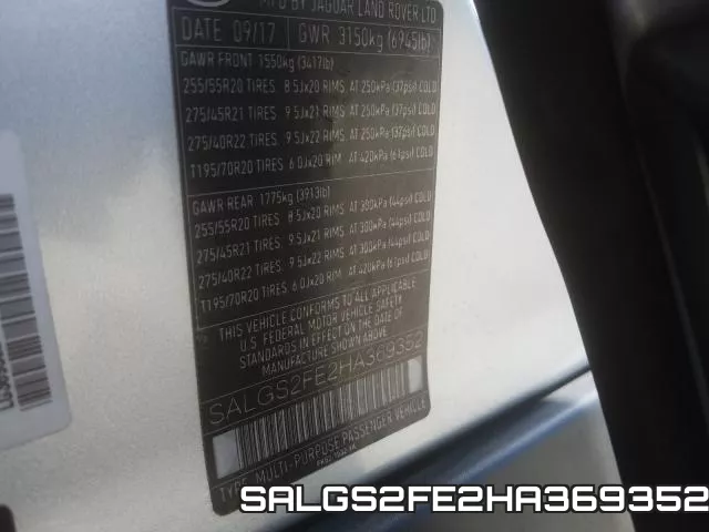 SALGS2FE2HA369352 фото 2