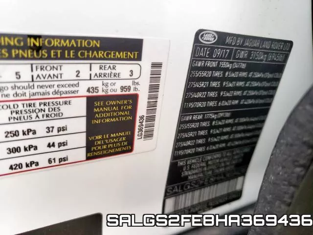 SALGS2FE8HA369436 фото 2