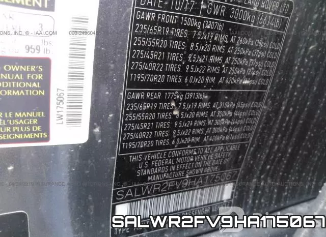 SALWR2FV9HA175067 фото 10