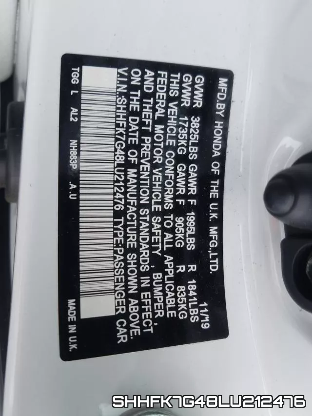 SHHFK7G48LU212476 фото 2