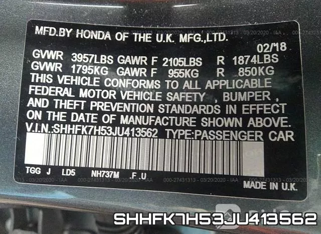 SHHFK7H53JU413562 фото 10
