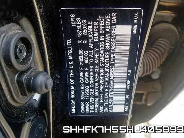 SHHFK7H55HU405893 фото 2