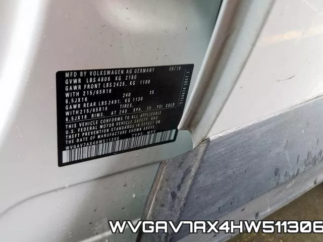 WVGAV7AX4HW511306 фото 2