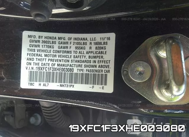 19XFC1F3XHE003080 фото 10
