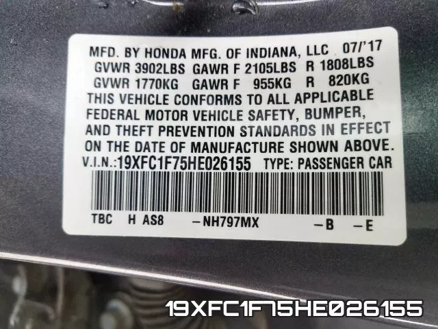 19XFC1F75HE026155 фото 2