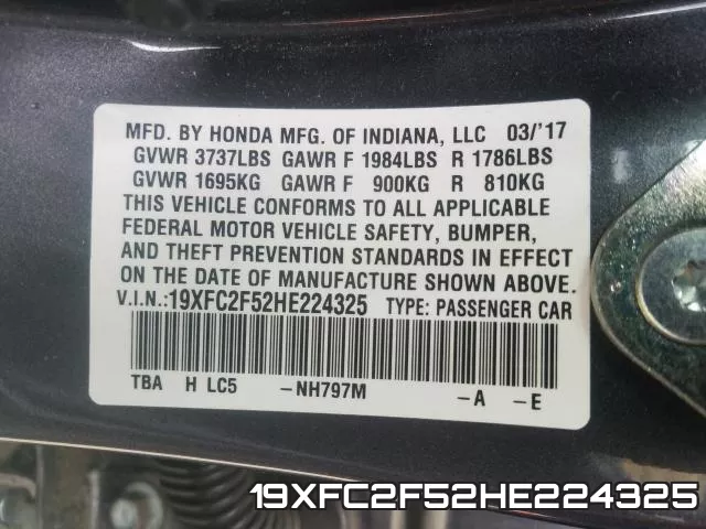 19XFC2F52HE224325 фото 2