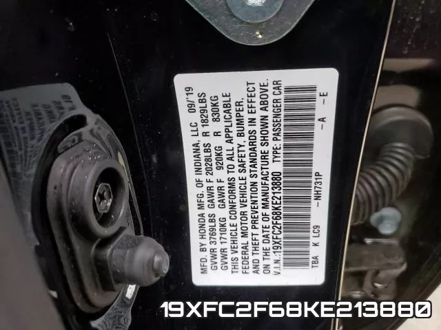 19XFC2F68KE213880 фото 2