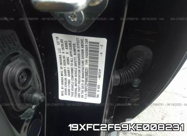 19XFC2F69KE008231 фото 10