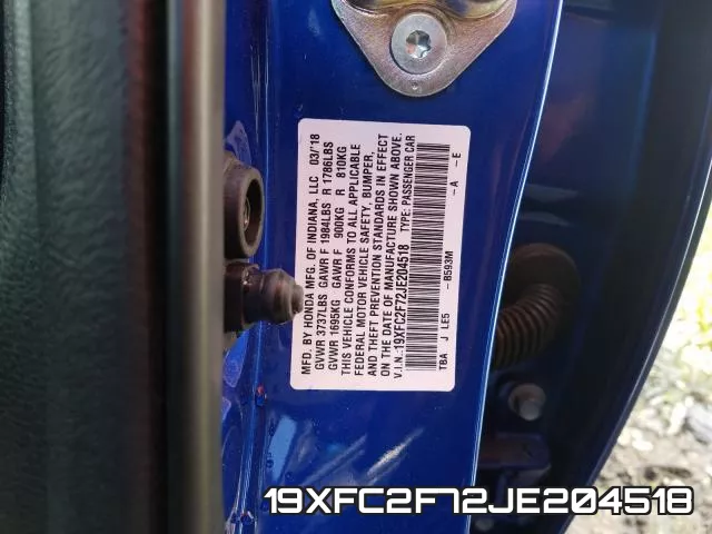 19XFC2F72JE204518 фото 2