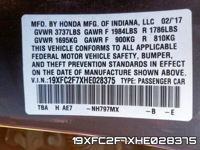 19XFC2F7XHE028375 фото 2