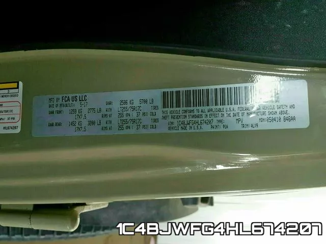 1C4BJWFG4HL674207 фото 2