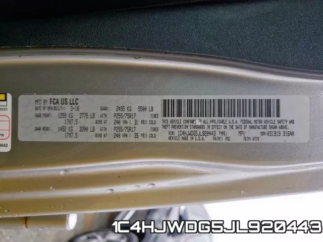 1C4HJWDG5JL920443 фото 2