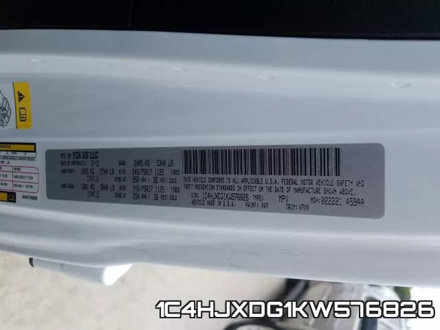 1C4HJXDG1KW576826 фото 2