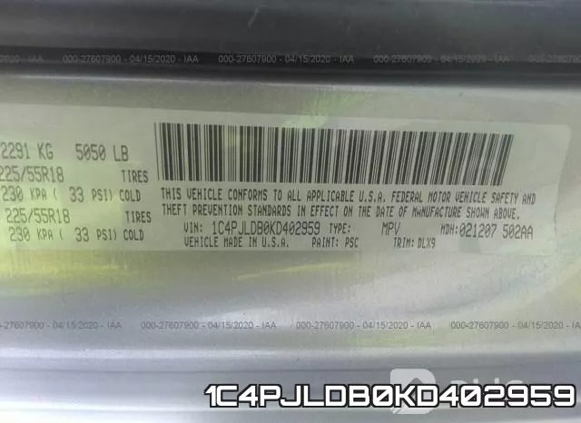 1C4PJLDB0KD402959 фото 10