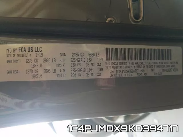 1C4PJMDX9KD394717 фото 2
