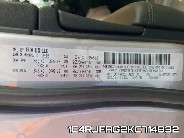 1C4RJFAG2KC714832 фото 2