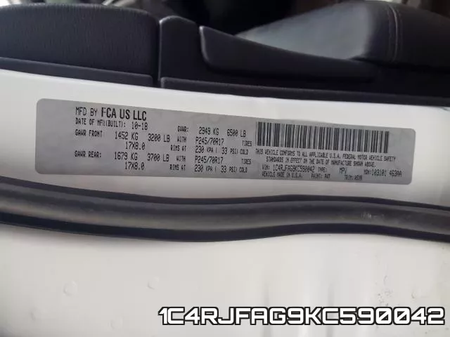 1C4RJFAG9KC590042 фото 2
