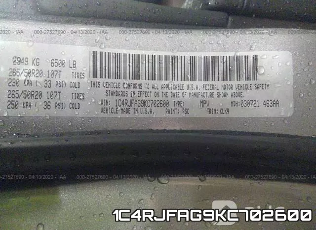 1C4RJFAG9KC702600 фото 10