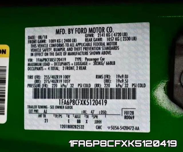 1FA6P8CFXK5120419 фото 2