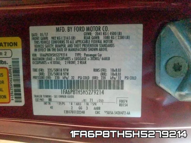 1FA6P8TH5H5279214 фото 2
