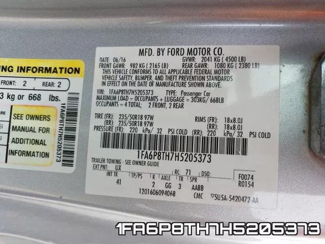 1FA6P8TH7H5205373 фото 2