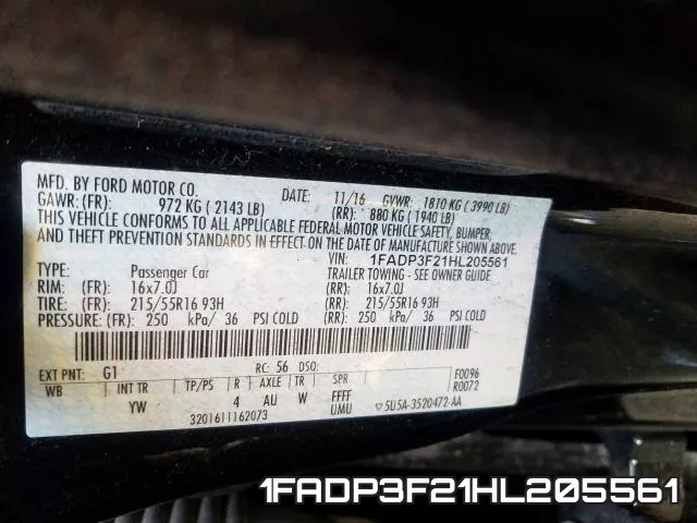 1FADP3F21HL205561 фото 2