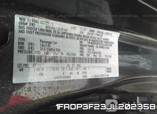 1FADP3F23JL202358 фото 10
