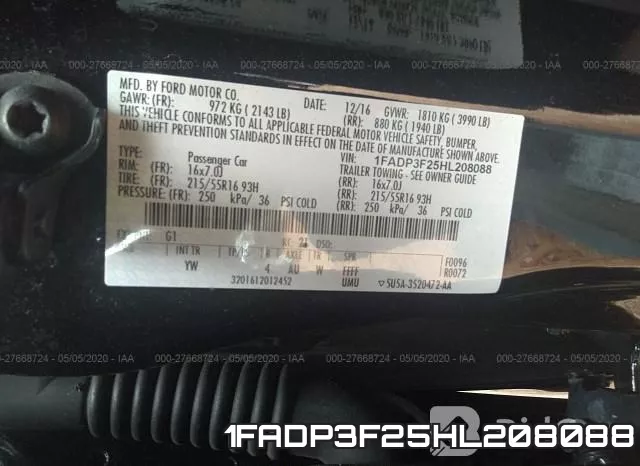 1FADP3F25HL208088 фото 10