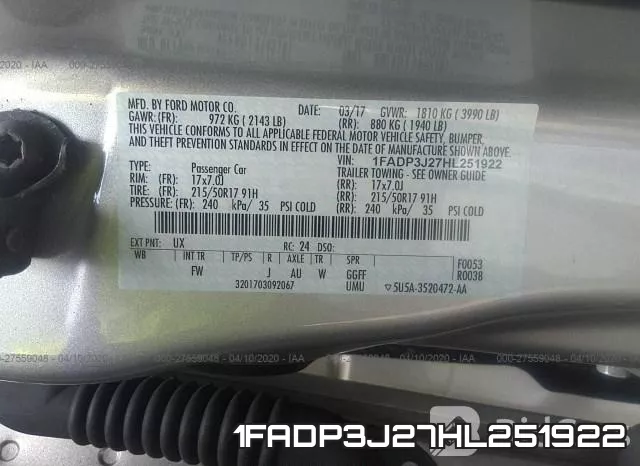 1FADP3J27HL251922 фото 10