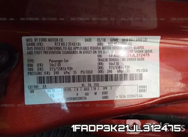1FADP3K21JL312475 фото 10
