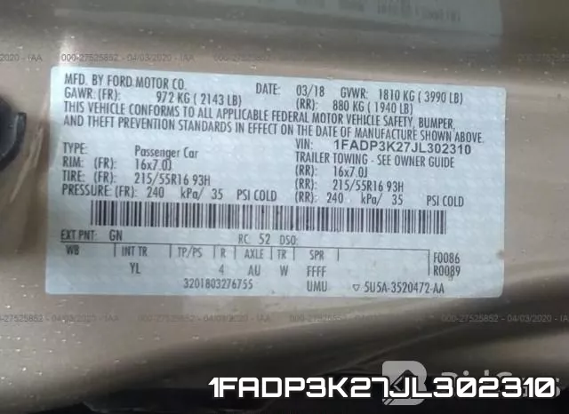 1FADP3K27JL302310 фото 10