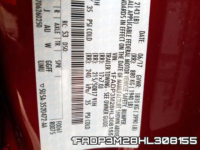 1FADP3M28HL308155 фото 2