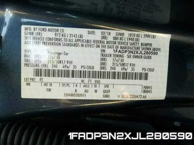 1FADP3N2XJL280590 фото 2