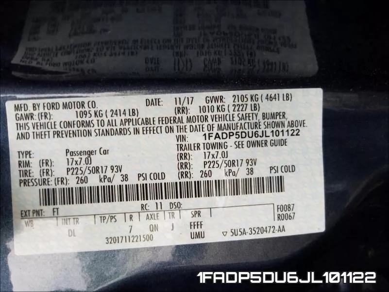 1FADP5DU6JL101122 фото 2