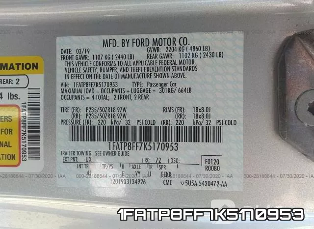 1FATP8FF7K5170953 фото 10