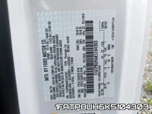 1FATP8UH6K5104303 фото 2