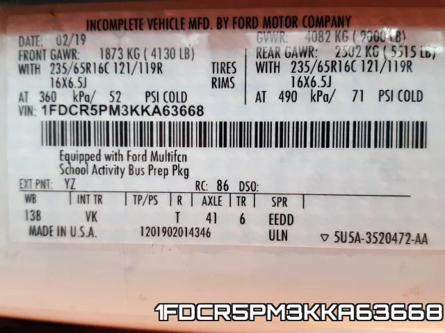 1FDCR5PM3KKA63668 фото 2