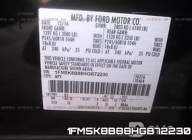 1FM5K8B88HGB72230 фото 10