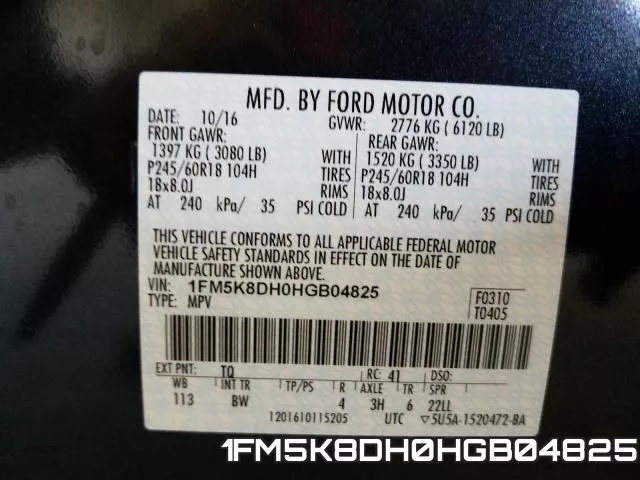 1FM5K8DH0HGB04825 фото 2