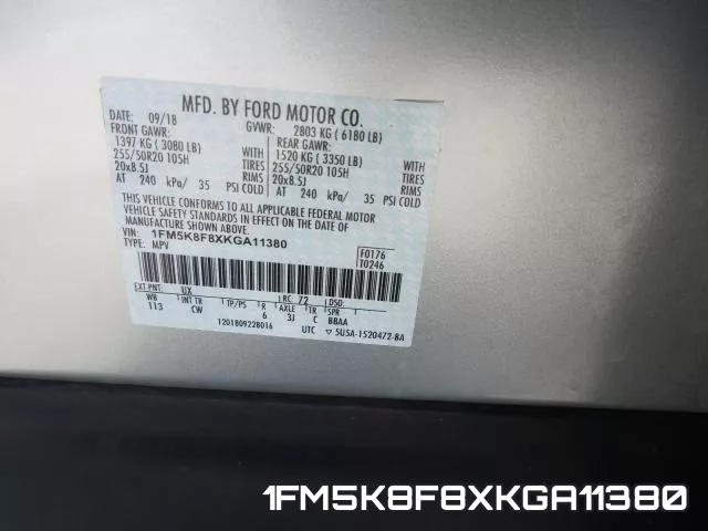 1FM5K8F8XKGA11380 фото 2