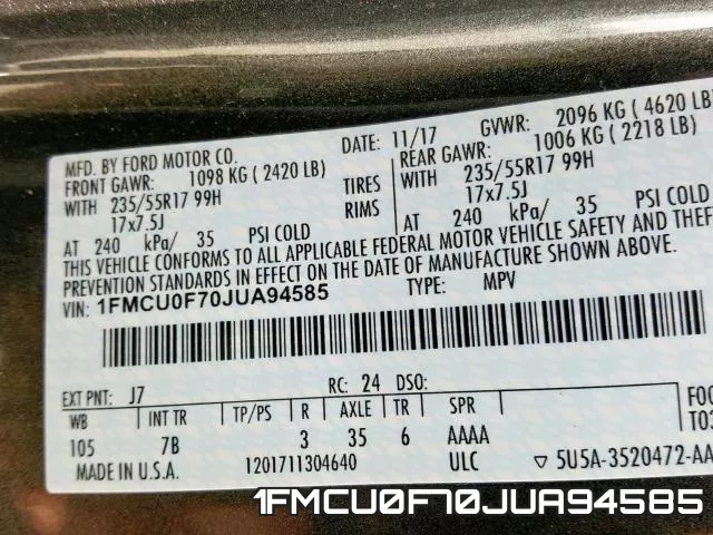 1FMCU0F70JUA94585 фото 2