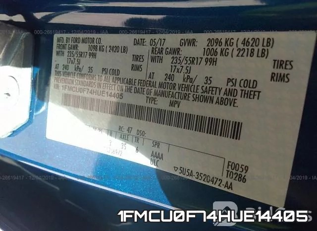 1FMCU0F74HUE14405 фото 10