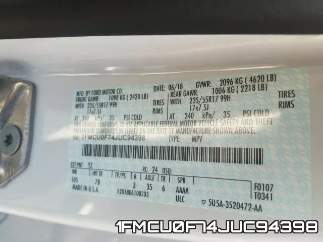 1FMCU0F74JUC94398 фото 2