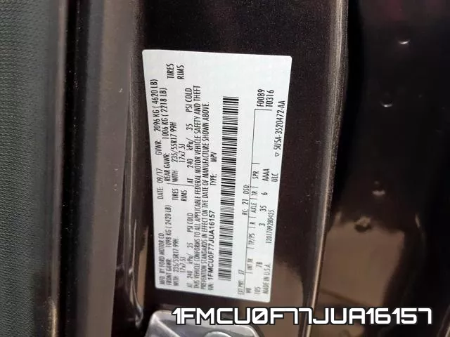 1FMCU0F77JUA16157 фото 2