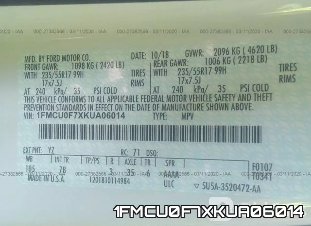 1FMCU0F7XKUA06014 фото 10
