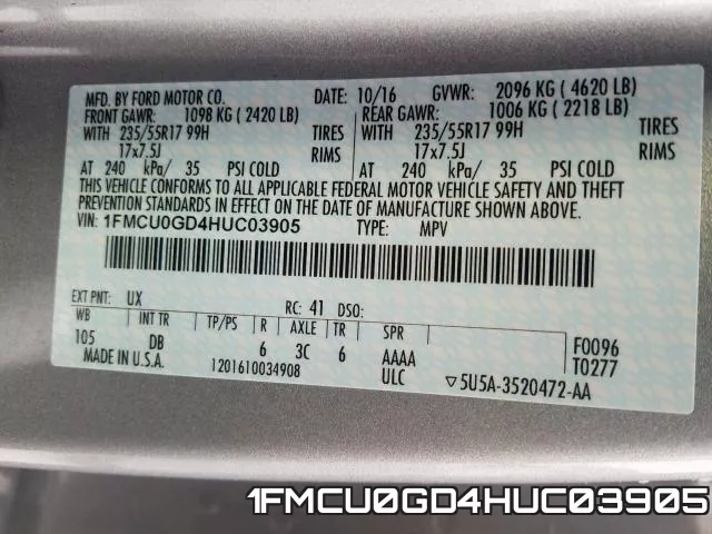 1FMCU0GD4HUC03905 фото 2