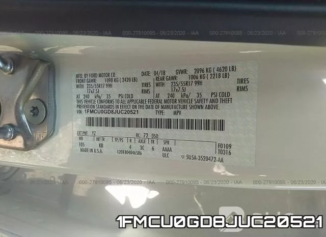 1FMCU0GD8JUC20521 фото 10