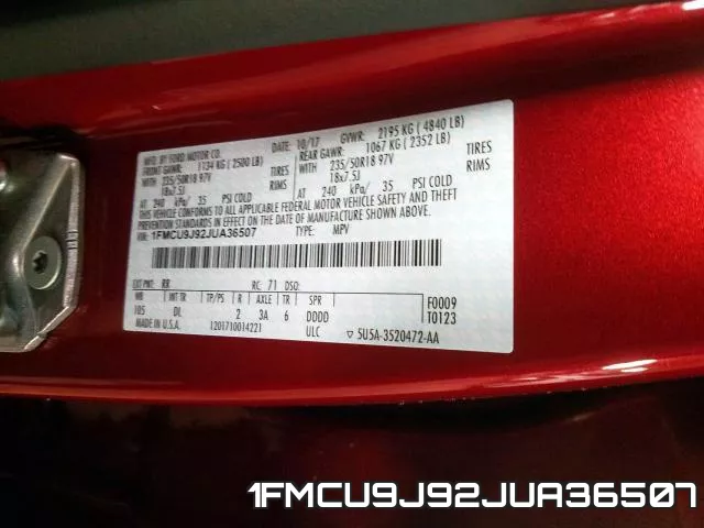 1FMCU9J92JUA36507 фото 2
