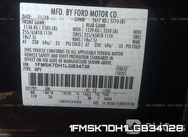 1FMSK7DH1LGB34728 фото 10