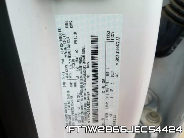 1FT7W2B66JEC54424 фото 2